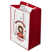 Kleine prinses met rode jurk medium cadeauzakje (Voorkant Gekanteld)