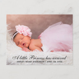 Kleine Prinses Nieuwe Baby Foto Aankondiging