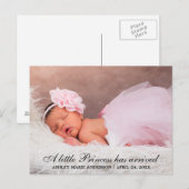 Kleine Prinses Nieuwe Baby Foto Aankondiging (Voorkant / Achterkant)