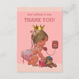 Kleine prinses op de telefoon Dank je Chevrons Bedankkaart