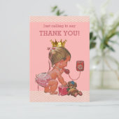 Kleine prinses op de telefoon Dank je Chevrons Bedankkaart (Staand voorkant)