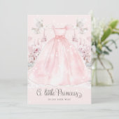Kleine prinses op de weg Roze Baby shower Kaart (Staand voorkant)