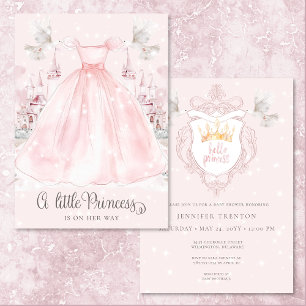 Kleine prinses op de weg Roze Baby shower Kaart