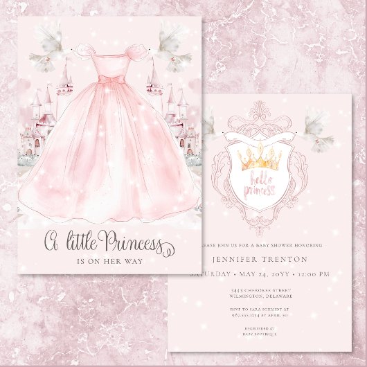 Kleine prinses op de weg Roze Baby shower Kaart