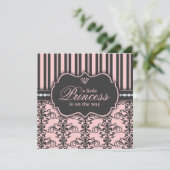 Kleine prinses op Way Roze Black Baby shower Kaart (Staand voorkant)