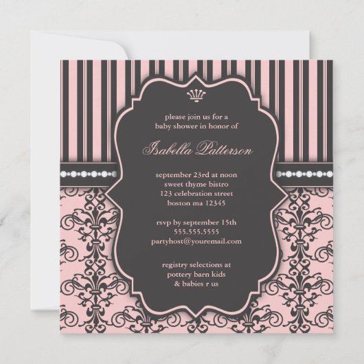 Kleine prinses op Way Roze Black Baby shower Kaart (Achterkant)