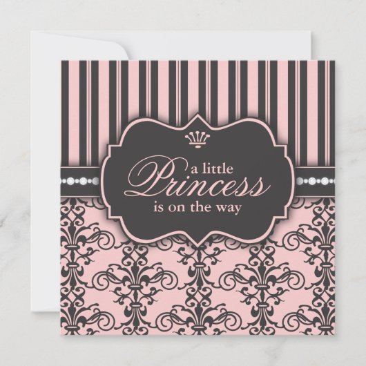 Kleine prinses op Way Roze Black Baby shower Kaart (Voorkant)