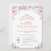 kleine prinses paars floral baby shower kaart (Voorkant)