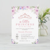 kleine prinses paars floral baby shower kaart (Staand voorkant)
