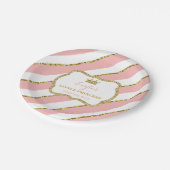 Kleine Prinses Papier Bord, Roze, Gouden Glitter Papieren Bordje (Gekanteld)