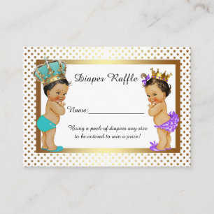 Kleine Prinses Prins Luier Raffle Tickets, Twin Informatiekaartje