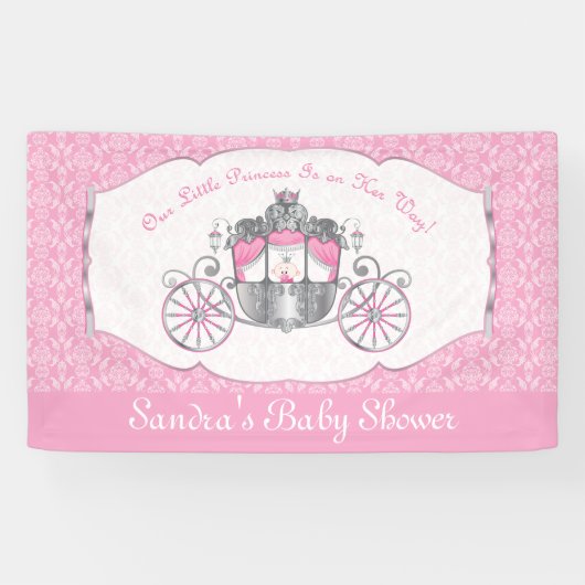 Kleine prinses, Roze Baby shower Spandoek (Horizontaal)
