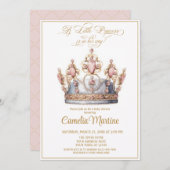 Kleine prinses roze en gouden baby shower kaart (Voorkant / Achterkant)