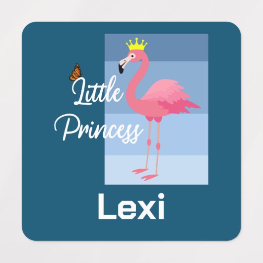 Kleine prinses Roze Flamingo Design - Small Squar Labels (Design 1)