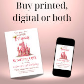 Kleine prinses roze kasteel meisje 1e verjaardag kaart