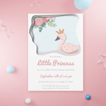 Kleine prinses Roze Swan Floral Girl Baby shower