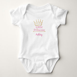 Kleine prinses roze tekst en gouden kroonprins romper