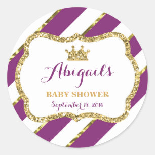 Kleine prinses Sticker, Paarse, faux glitter Ronde Sticker