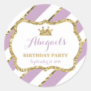 Kleine Prinses Sticker, Paarse, Goud Ronde Sticker