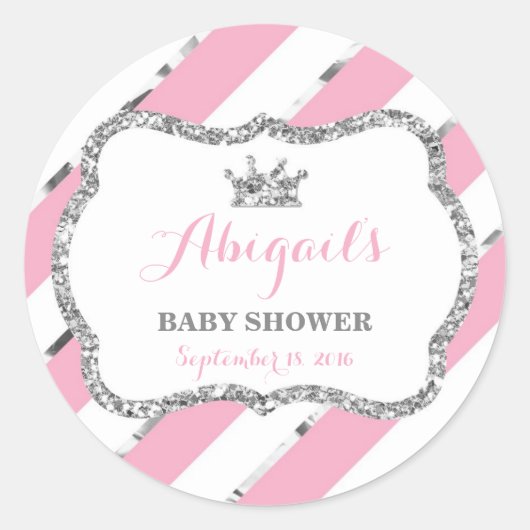 Kleine prinses Sticker, roze, faux glitter Ronde Sticker (Voorkant)