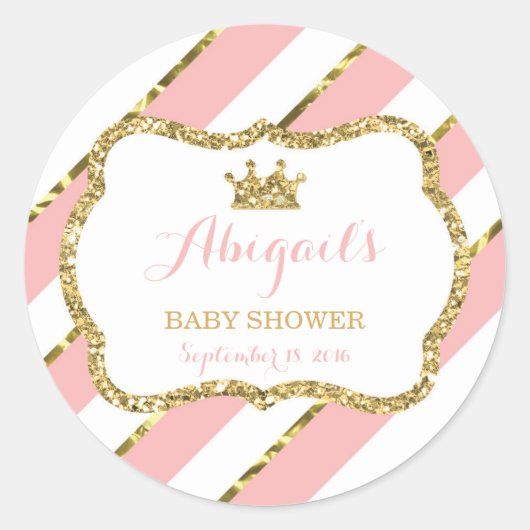 Kleine prinses Sticker, roze, faux glitter Ronde Sticker (Voorkant)