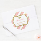 Kleine prinses Sticker, roze, faux glitter Ronde Sticker (Envelop)