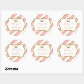 Kleine prinses Sticker, roze, faux glitter Ronde Sticker (Vel)