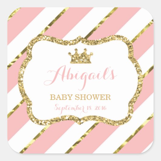 Kleine prinses Sticker, roze, faux glitter Vierkante Sticker (Voorkant)