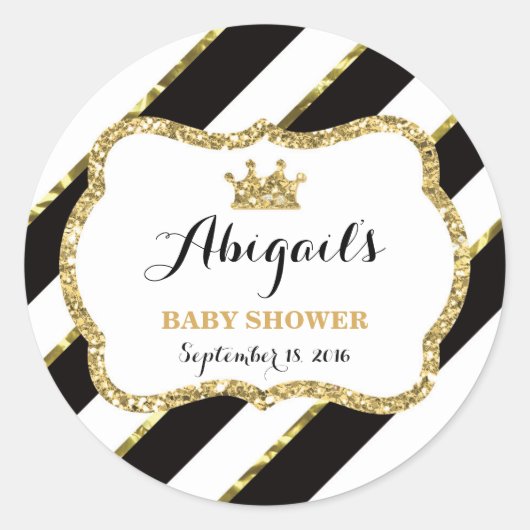 Kleine prinses Sticker, zwart, faux glitter Ronde Sticker (Voorkant)