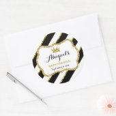 Kleine prinses Sticker, zwart, faux glitter Ronde Sticker (Envelop)