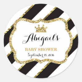 Kleine prinses Sticker, zwart, faux glitter Ronde Sticker