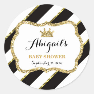 Kleine prinses Sticker, zwart, faux glitter Ronde Sticker