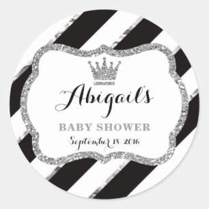 Kleine prinses Sticker, zwart, faux glitter Ronde Sticker