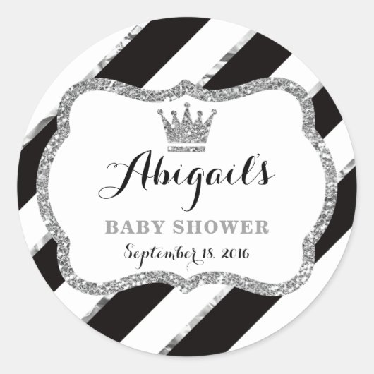 Kleine prinses Sticker, zwart, faux glitter Ronde Sticker (Voorkant)