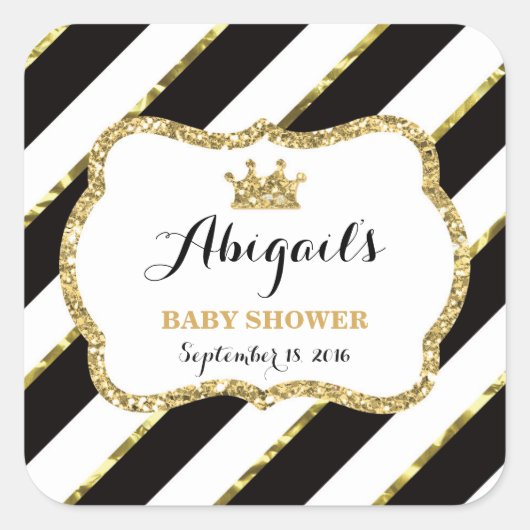 Kleine prinses Sticker, zwart, faux glitter Vierkante Sticker (Voorkant)