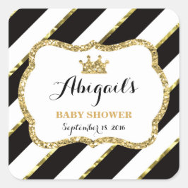 Kleine prinses Sticker, zwart, faux glitter Vierkante Sticker