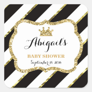 Kleine prinses Sticker, zwart, faux glitter Vierkante Sticker