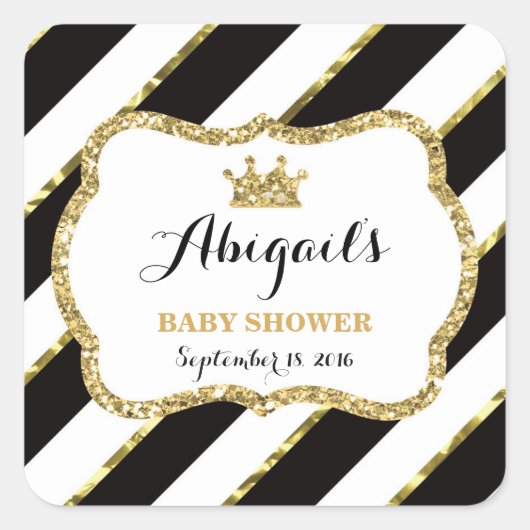 Kleine prinses Sticker, zwart, faux glitter Vierkante Sticker (Voorkant)