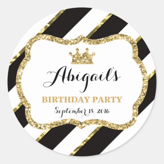 Kleine Prinses Sticker, Zwart, Goud Ronde Sticker (Voorkant)