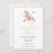 Kleine prinses Swan Floral Girl Pink Baby shower Kaart (Voorkant)