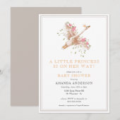 Kleine prinses Swan Floral Girl Pink Baby shower Kaart (Voorkant / Achterkant)