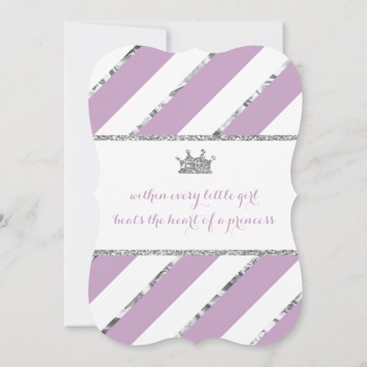 Kleine Prinses Verjaardagsuitnodiging Paarse Zilve Kaart (Achterkant)