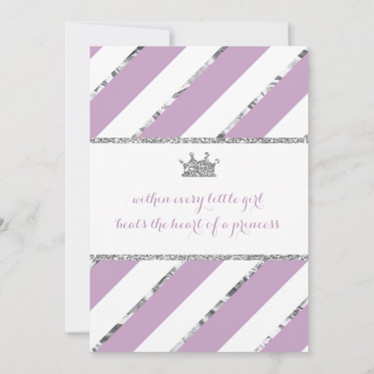 Kleine Prinses Verjaardagsuitnodiging Paarse Zilve Kaart (Achterkant)
