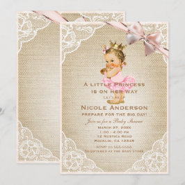 Kleine Prinses Vintage Baby Meisje Rustieke Shower Kaart
