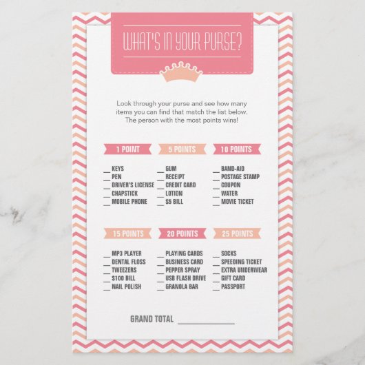 Kleine prinses wat is er in je Purse Game? Briefpapier (Voorkant)