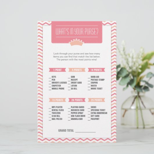 Kleine prinses wat is er in je Purse Game? Briefpapier (Staand voorkant)