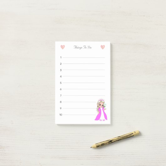 Kleine prinses wat je moet doen post-it® notes (Op bureau)