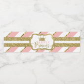 Kleine Prinses Waterflesetiket, Roze, Goud Waterfles Etiket (Enkel label)