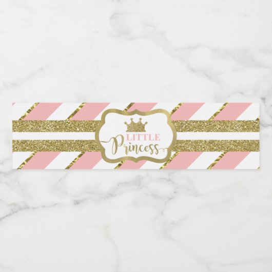 Kleine Prinses Waterflesetiket, Roze, Goud Waterfles Etiket (Enkel label)