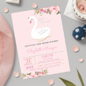 Kleine prinses, Zwan, Floral Baby shower Kaart